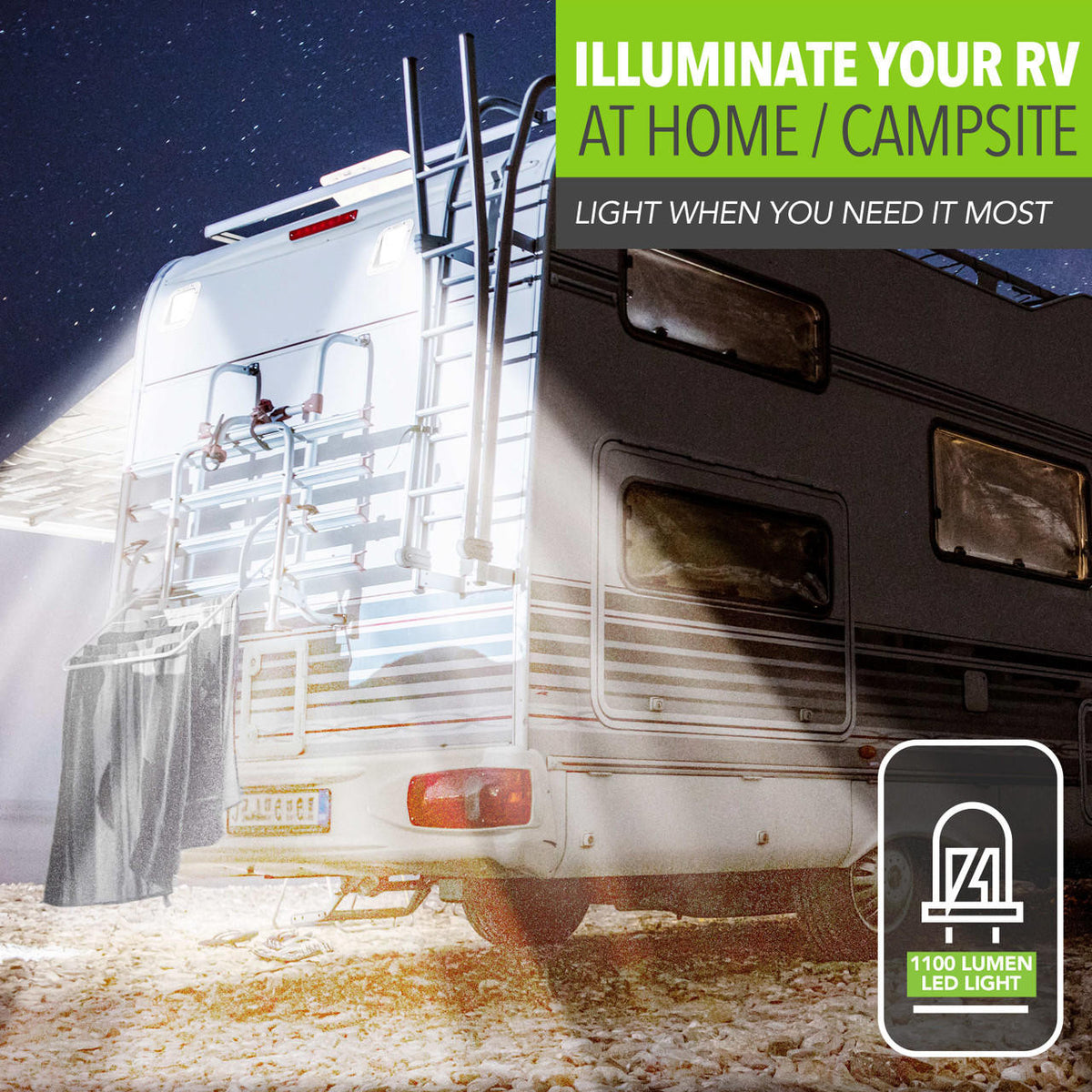 Leisure LED LED RV Exterior Porch Utility 12v 1100 Lumen Warrior Flood Lighting Fixture