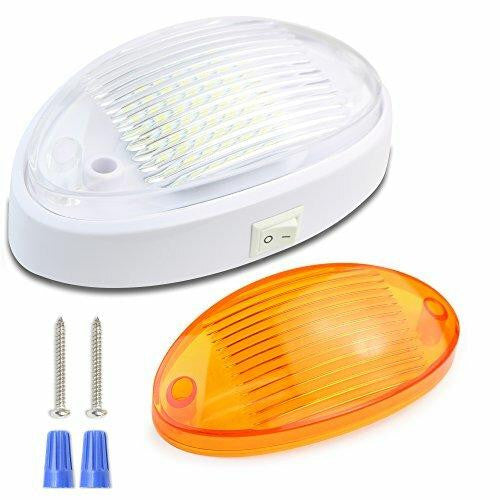 Leisure LED LED RV Exterior Porch Utility Light Oval 12v 300 Lumen Lighting Fixture White Base