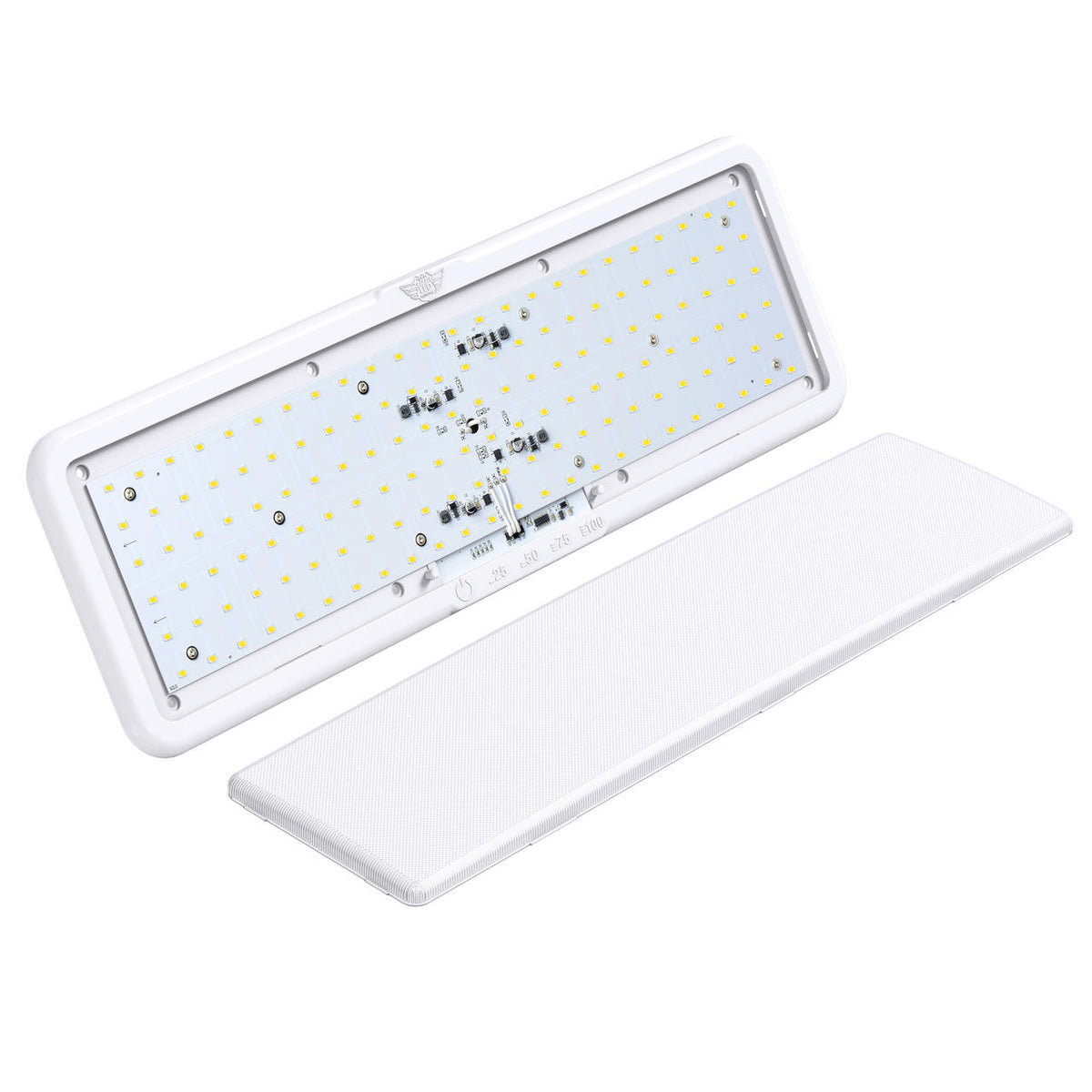 Leisure LED LED RV LED Ceiling Interior Light Fixture 1450 Lumen with Touch Dimmer Switch 12V 20 x 6 Natural White 4000-4500K With White Trim