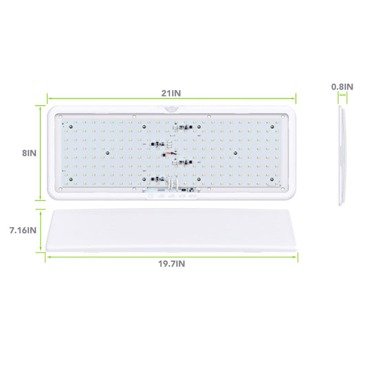Leisure LED LED RV LED Ceiling Interior Light Fixture 2000 Lumen with Touch Dimmer Switch 12V 21 x 8 Natural White 4000-4500K With White Trim