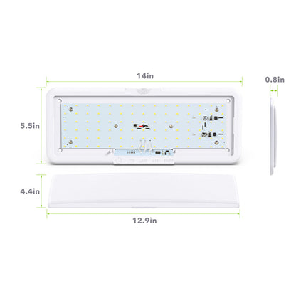 Leisure LED LED RV LED Ceiling Interior Light Fixture 950 Lumen with Touch Dimmer Switch 12V 14 x 5.5 Natural White 4000-4500K With White Trim