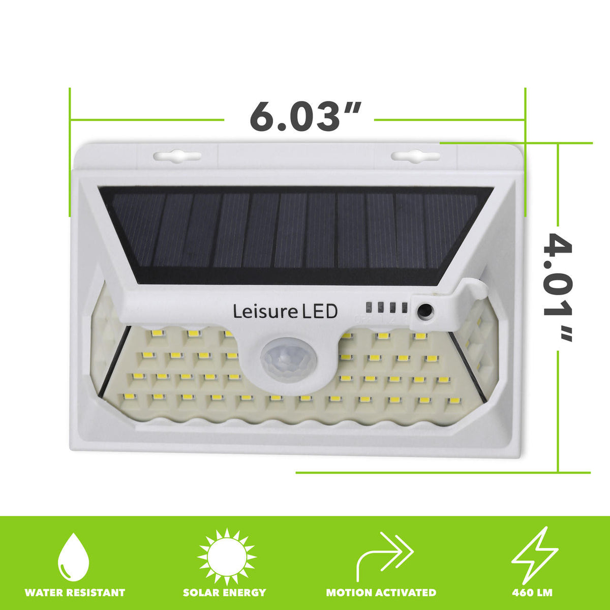 Leisure LED LED Wall Solar Light Outdoor 46 Security Lighting Nightlight with Motion Sensor Detector