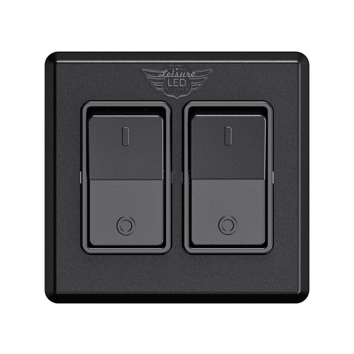 Leisure LED Modern Double SPST On-Off Switch with Bezel, 12-Volt, for RV, Trailer, Camper, with Label Sticker