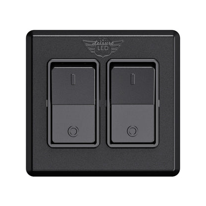 Leisure LED Modern Double SPST On-Off Switch with Bezel, 12-Volt, for RV, Trailer, Camper, with Label Sticker