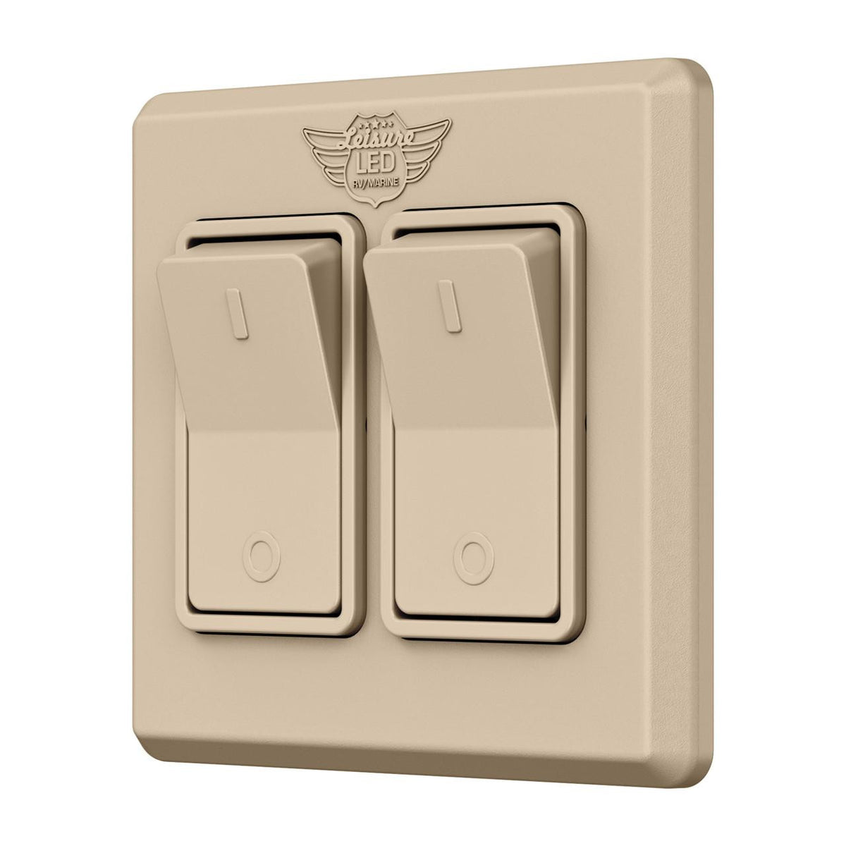  Leisure LED Modern Double SPST On-Off Switch with Bezel, 12-Volt, for RV, Trailer, Camper, with Label Sticker 