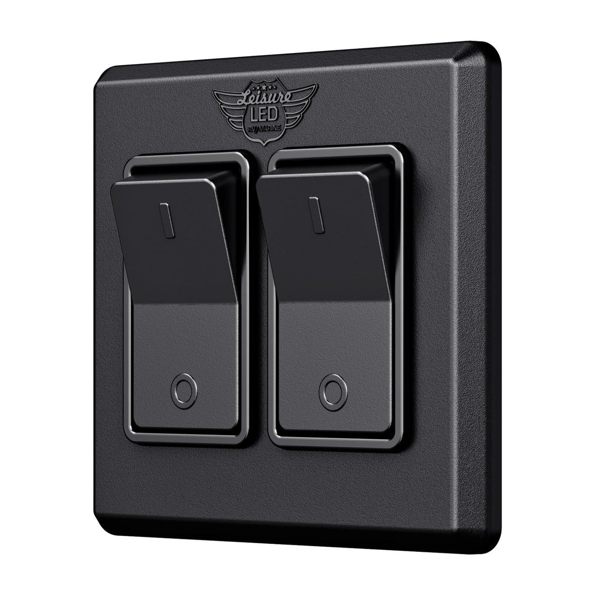 Leisure LED Modern Double SPST On-Off Switch with Bezel, 12-Volt, for RV, Trailer, Camper, with Label Sticker