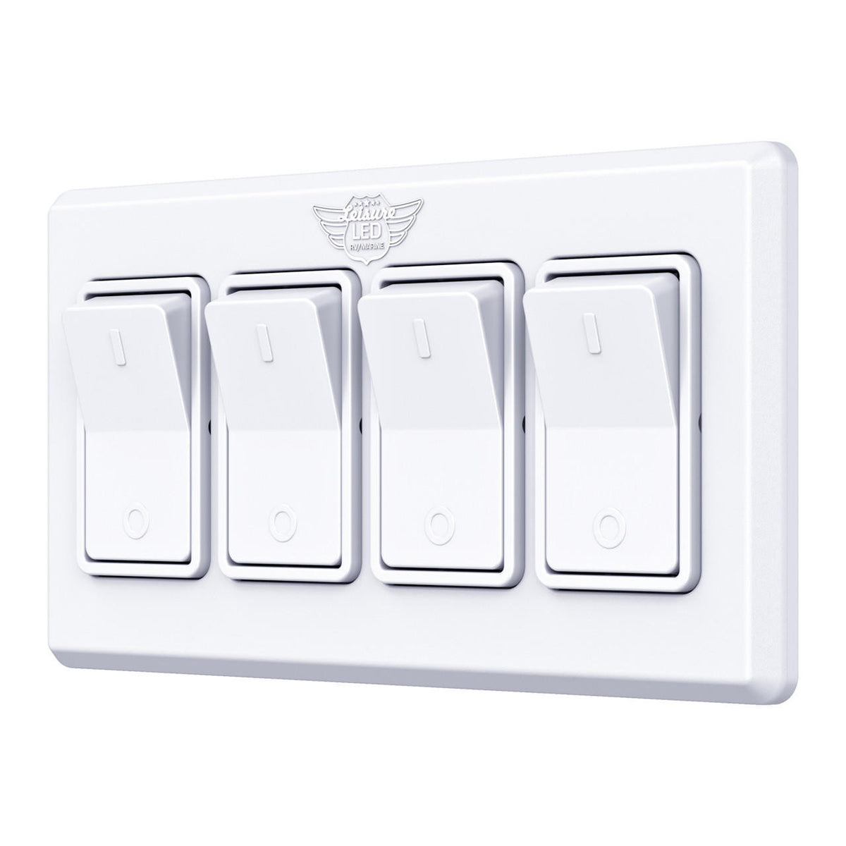 Leisure LED Modern Quadruple SPST On-Off Switch with Bezel, 12-Volt, for RV, Trailer, Camper, with Label Sticker