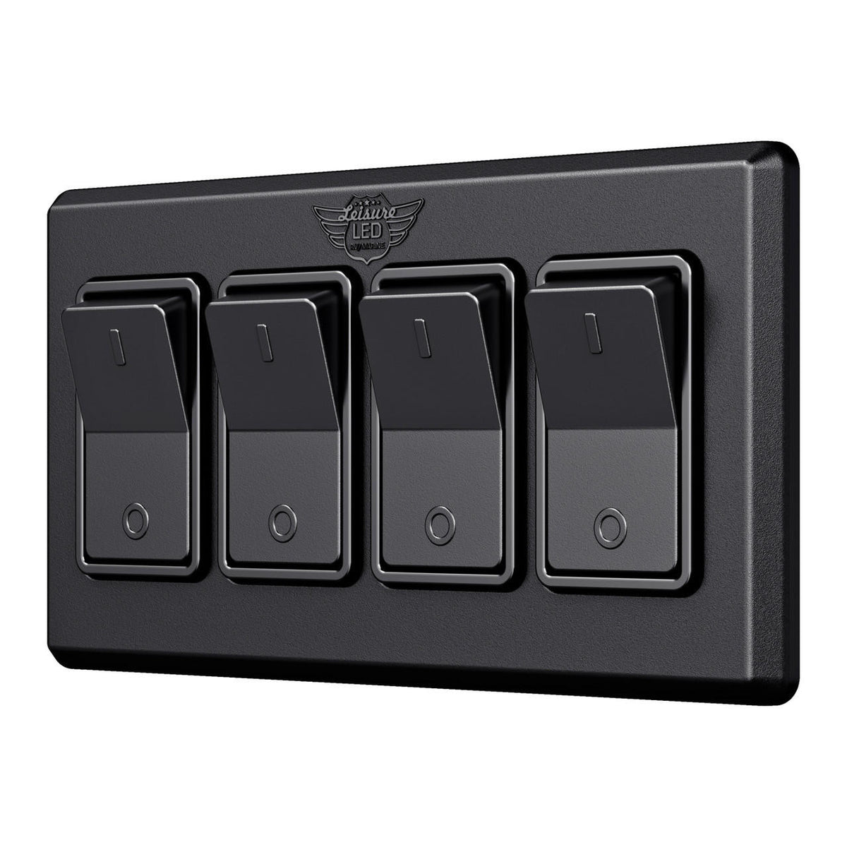 Leisure LED Modern Quadruple SPST On-Off Switch with Bezel, 12-Volt, for RV, Trailer, Camper, with Label Sticker
