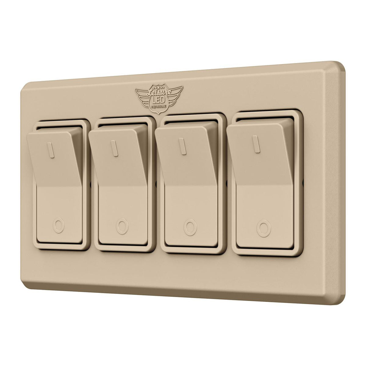  Leisure LED Modern Quadruple SPST On-Off Switch with Bezel, 12-Volt, for RV, Trailer, Camper, with Label Sticker 