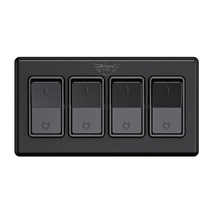 Leisure LED Modern Quadruple SPST On-Off Switch with Bezel, 12-Volt, for RV, Trailer, Camper, with Label Sticker