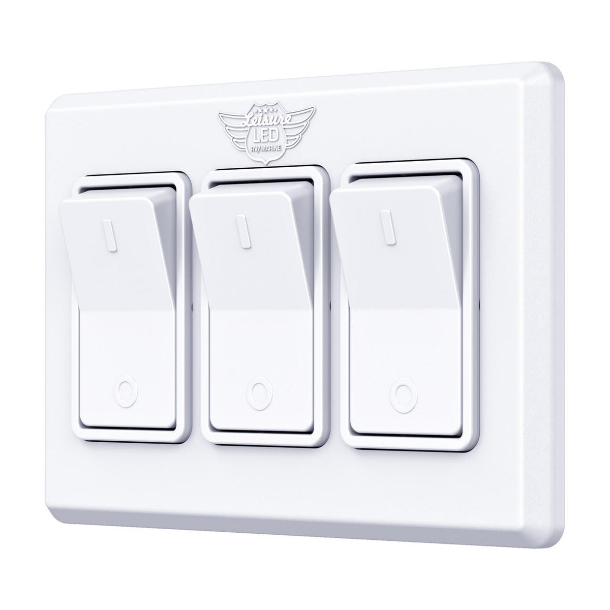 Leisure LED Modern Triple SPST On-Off Switch with Bezel, 12-Volt, for RV, Trailer, Camper, with Label Sticker
