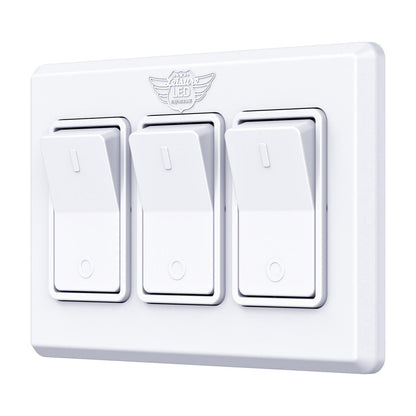 Leisure LED Modern Triple SPST On-Off Switch with Bezel, 12-Volt, for RV, Trailer, Camper, with Label Sticker