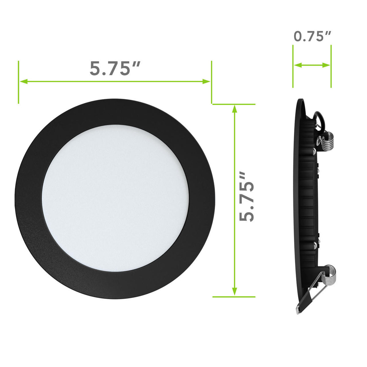 Leisure LED RV Boat Recessed Ceiling Light 720 Lumen Super Slim LED Panel Light DC 12V 5.75 9W Full Aluminum Downlights 700 Lumen Black Trim