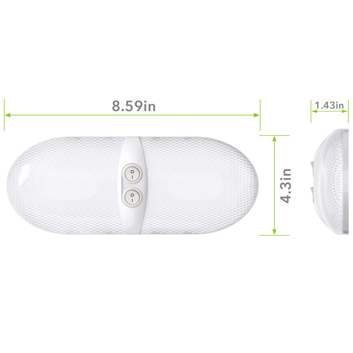  Leisure LED RV LED Ceiling Double Dome Interior Light Fixture Euro  Frosted Lens with ON/Off Switch Natural White 6000-6500K 48-2835SMD 