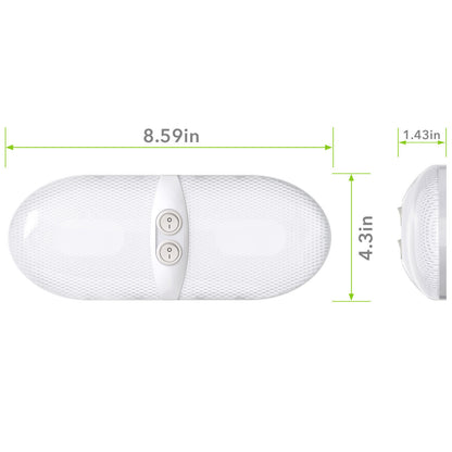  Leisure LED RV LED Ceiling Double Dome Interior Light Fixture Euro  Frosted Lens with ON/Off Switch Natural White 6000-6500K 48-2835SMD 