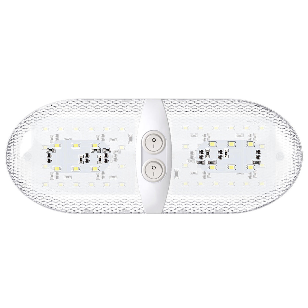  Leisure LED RV LED Ceiling Double Dome Interior Light Fixture Euro with ON/Off Switch Natural White 6000-6500K 48-2835SMD 