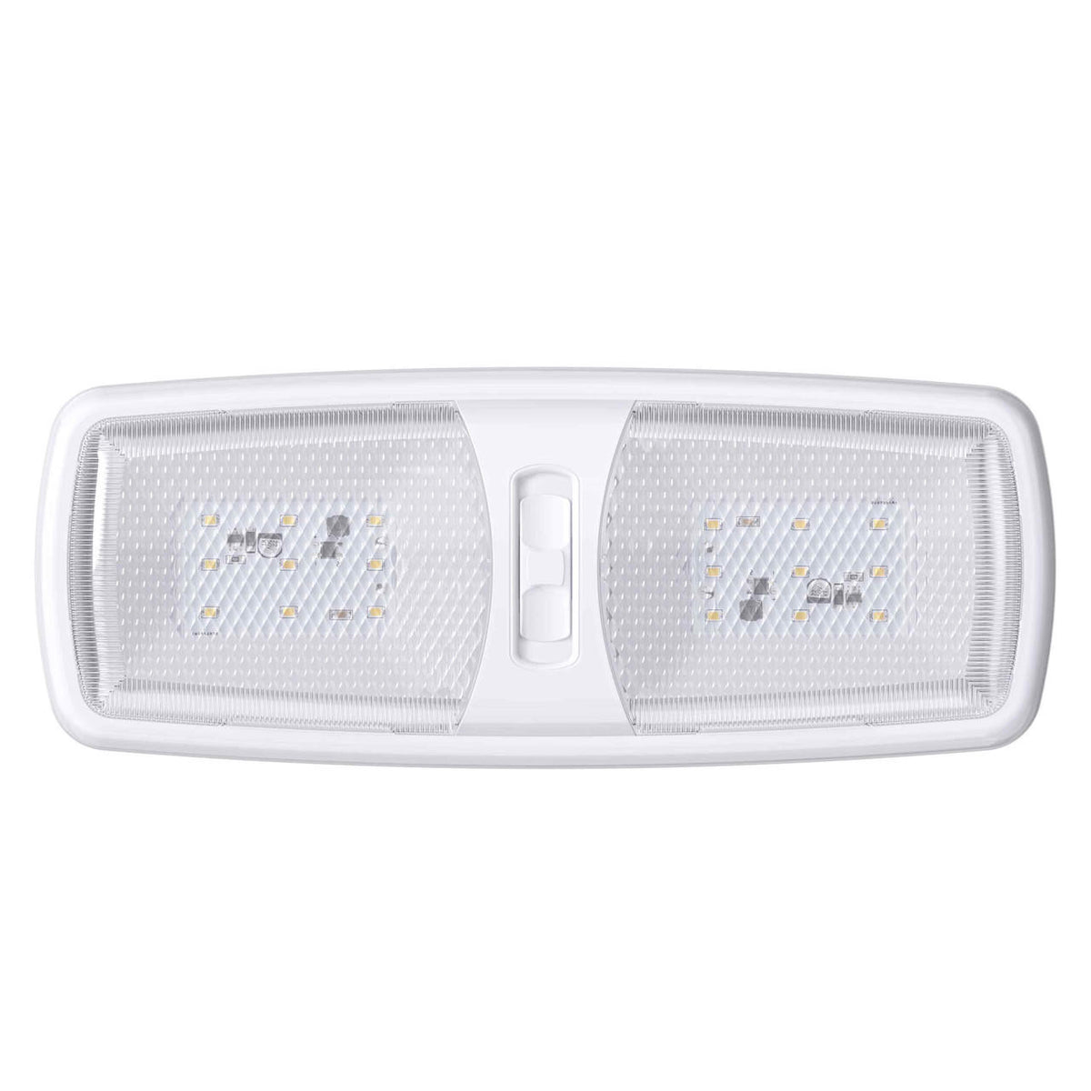  Leisure LED RV LED Ceiling Double Dome Interior Light Fixture Slim with ON/Off Switch Natural White 4000-4500K 18-2835SMD 