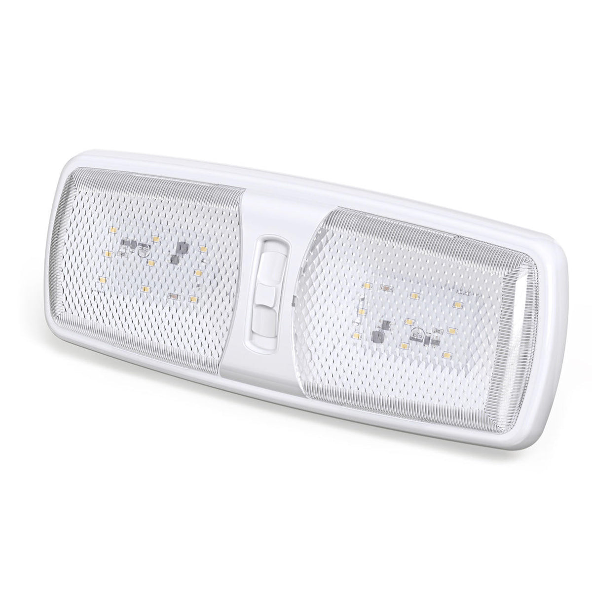  Leisure LED RV LED Ceiling Double Dome Interior Light Fixture Slim with ON/Off Switch Natural White 4000-4500K 18-2835SMD 