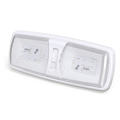  Leisure LED RV LED Ceiling Double Dome Interior Light Fixture Slim with ON/Off Switch Natural White 4000-4500K 18-2835SMD 