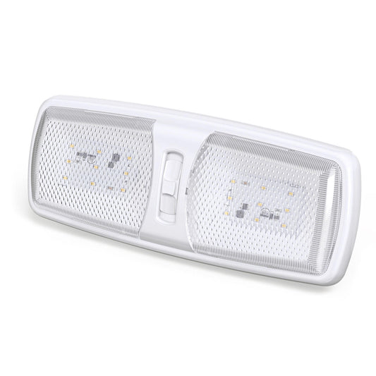  Leisure LED RV LED Ceiling Double Dome Interior Light Fixture Slim with ON/Off Switch Natural White 4000-4500K 18-2835SMD 