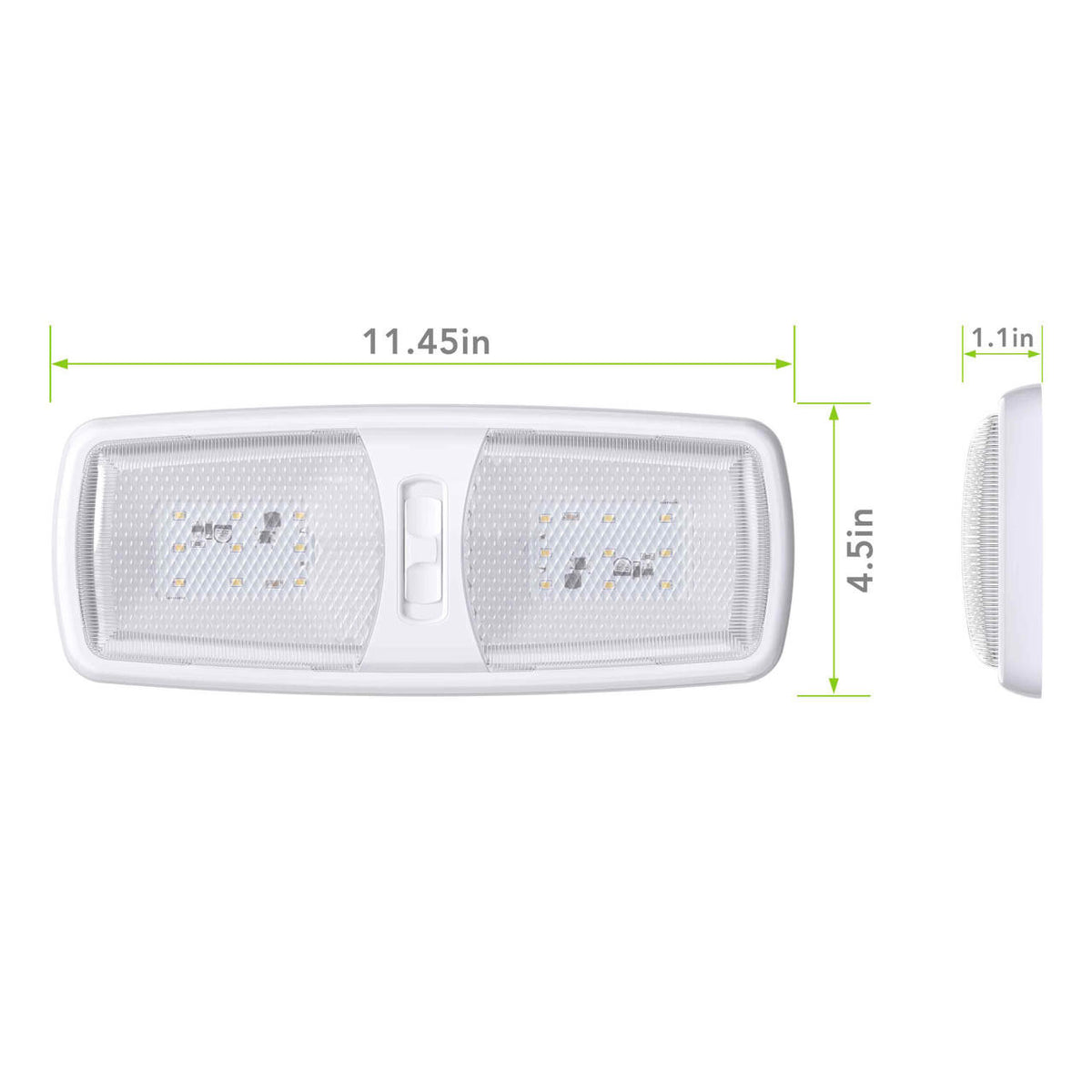  Leisure LED RV LED Ceiling Double Dome Interior Light Fixture Slim with ON/Off Switch Natural White 4000-4500K 18-2835SMD 