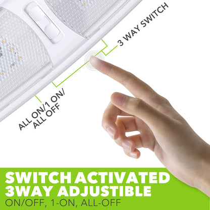  Leisure LED RV LED Ceiling Double Dome Interior Light Fixture Slim with ON/Off Switch Natural White 4000-4500K 18-2835SMD 