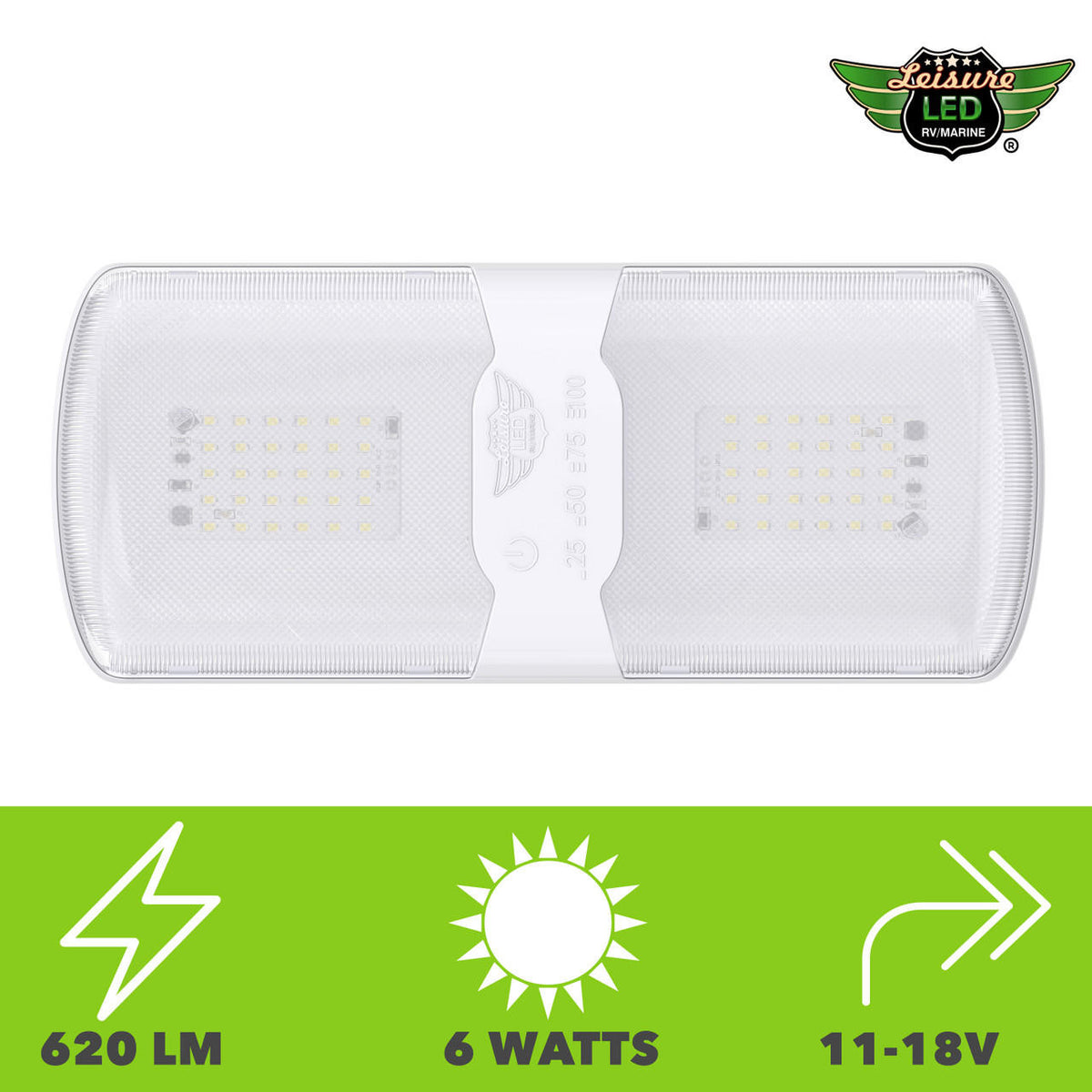 Leisure LED RV LED Ceiling Double Dome Interior Light Fixture Touch to Dim switch Natural White 4000-4500K 60-2835SMD 