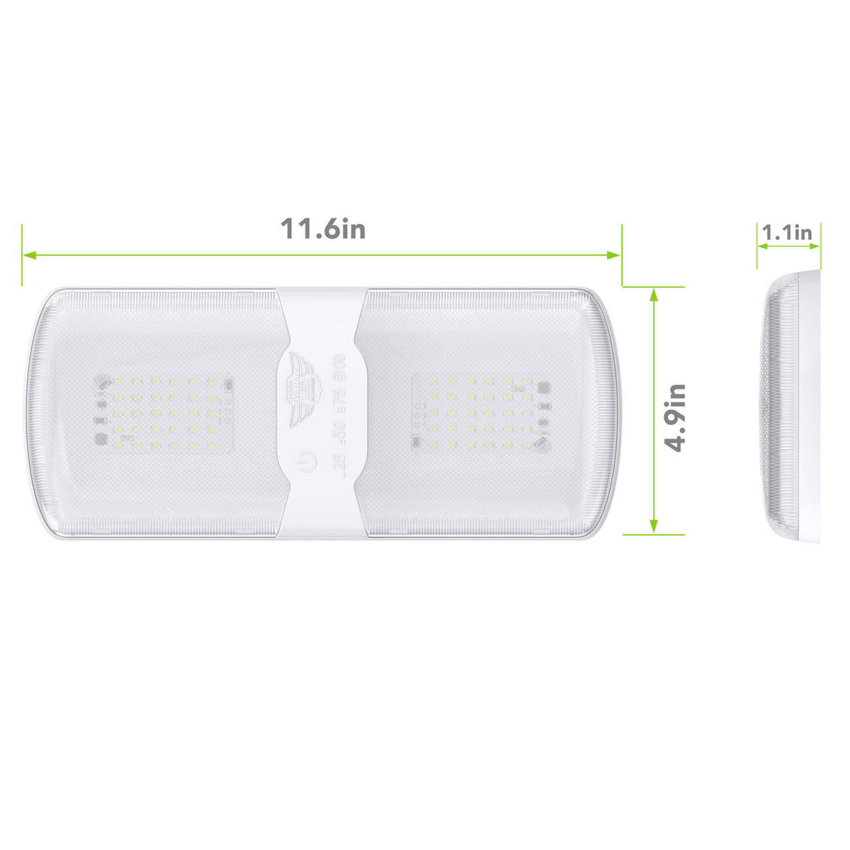  Leisure LED RV LED Ceiling Double Dome Interior Light Fixture Touch to Dim switch Natural White 4000-4500K 60-2835SMD 