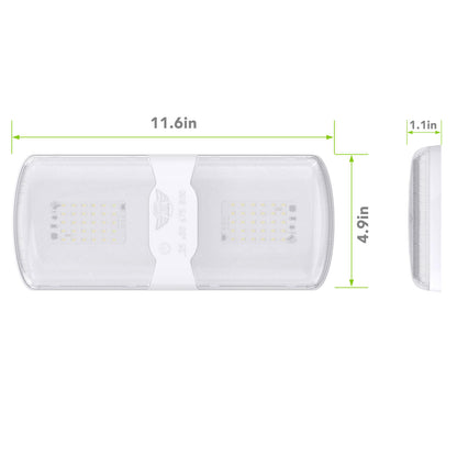  Leisure LED RV LED Ceiling Double Dome Interior Light Fixture Touch to Dim switch Natural White 4000-4500K 60-2835SMD 