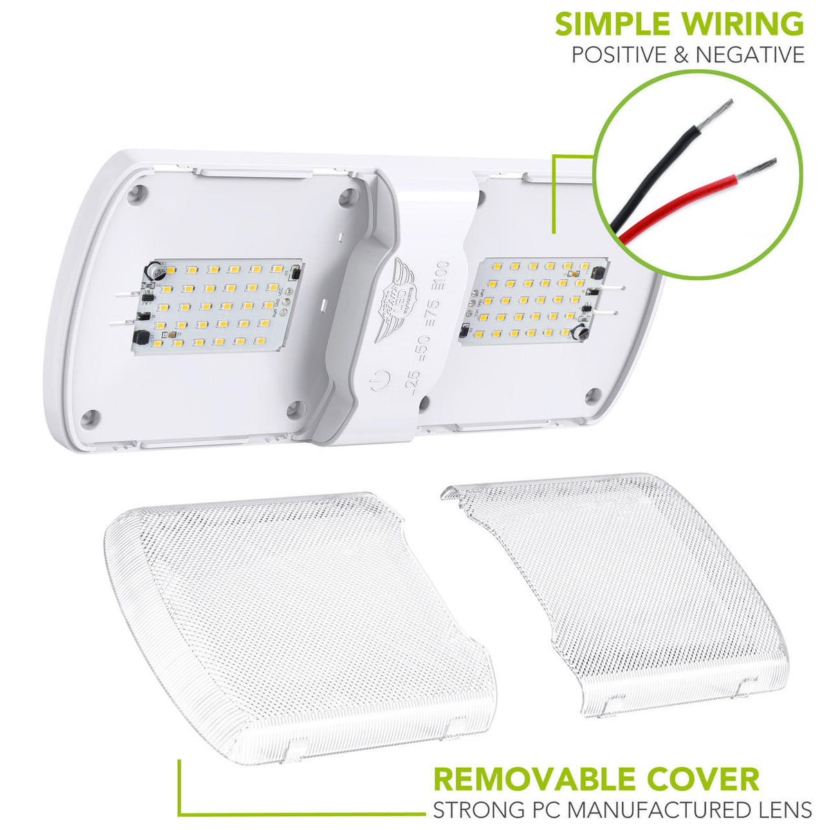  Leisure LED RV LED Ceiling Double Dome Interior Light Fixture Touch to Dim switch Natural White 4000-4500K 60-2835SMD 