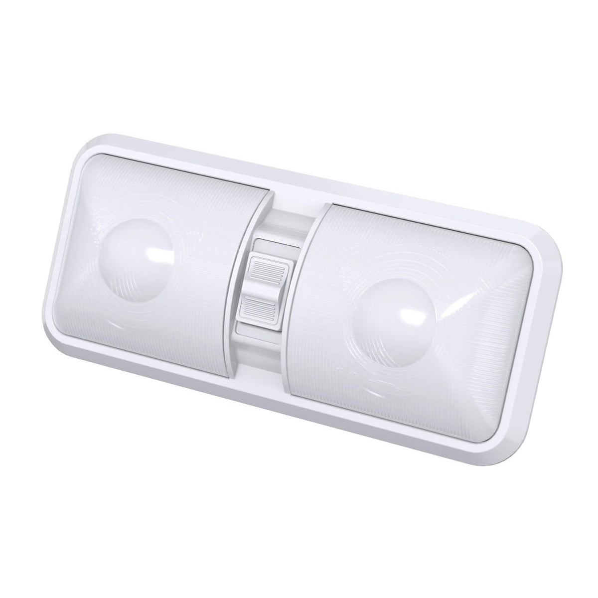 Leisure LED RV LED Ceiling Double Dome Interior Light Fixture with ON/Off Switch Frosted Lens Natural White 4000-4500K 48-2835SMD 