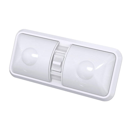 Leisure LED RV LED Ceiling Double Dome Interior Light Fixture with ON/Off Switch Frosted Lens Natural White 4000-4500K 48-2835SMD 