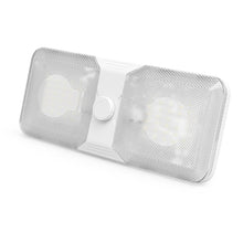  Leisure LED RV LED Ceiling Double Dome Light Fixture with Knob Dimmer Switch Interior Lighting for Car/RV/Trailer/Camper/Boat DC 12V 800LM Cool White 6000-6500K (1 Pack) 