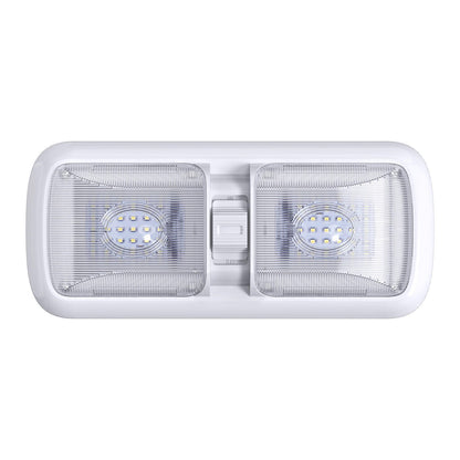  Leisure LED RV LED Ceiling Double Dome Light Fixture with ON/OFF Switch Interior Lighting for Car/RV/Trailer/Camper/Boat DC 12V 750LM Natural White 4000-4500K 