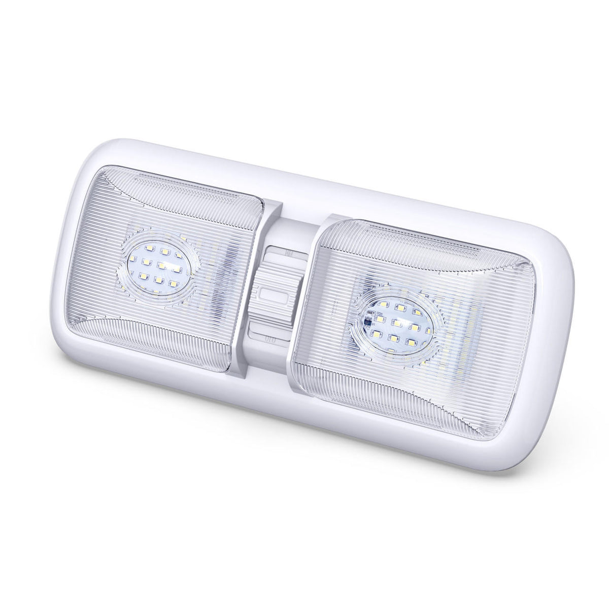  Leisure LED RV LED Ceiling Double Dome Light Fixture with ON/OFF Switch Interior Lighting for Car/RV/Trailer/Camper/Boat DC 12V 750LM Natural White 4000-4500K 