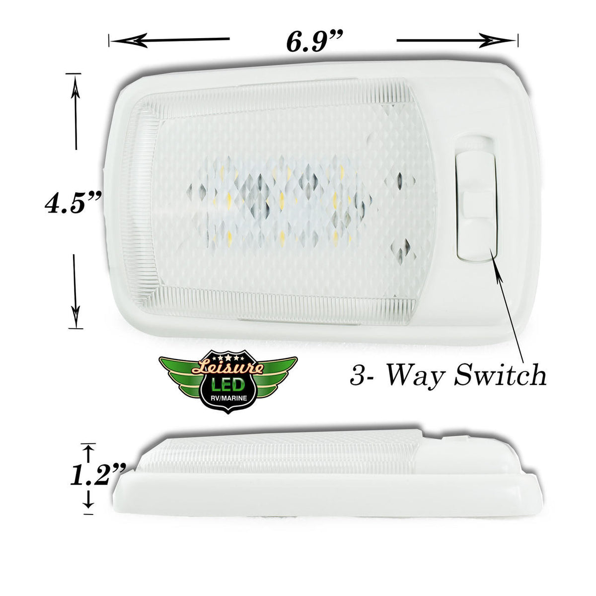 Leisure LED RV LED Ceiling Single Dome Interior Light Fixture Slim with ON/Off Switch Natural White 4000-4500K 24-2835SMD