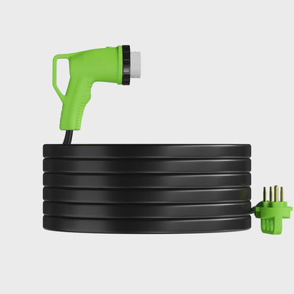 Leisure Cords 50AMP RV Extension Cord 90 Degree Handles Twist Locking Flat Cord Profile 15 Foot (Green)
